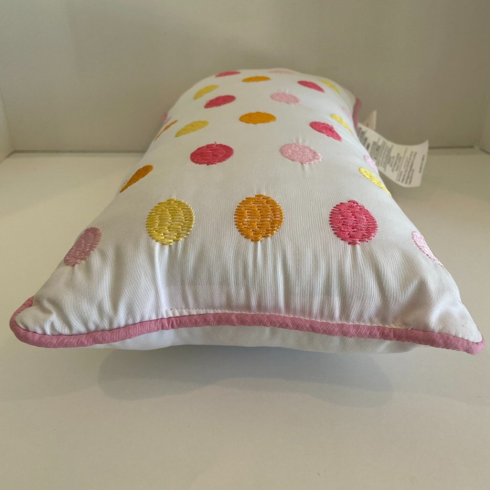 Decorative Lumbar Throw Pillow with Colorful Polka Dots & Piped Edges 18” x 10" - Picture 3 of 9